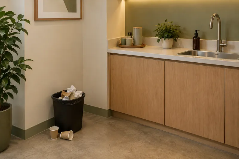Staged example of a waste bin that needs emptying
