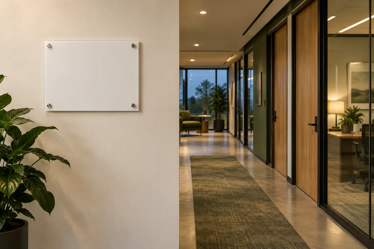 Illustrative installed view of the building service specimen