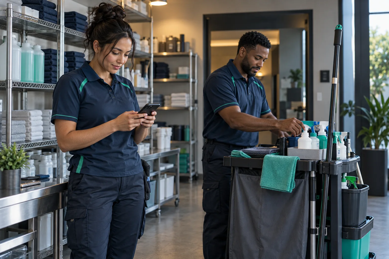 Illustrative commercial cleaning setting